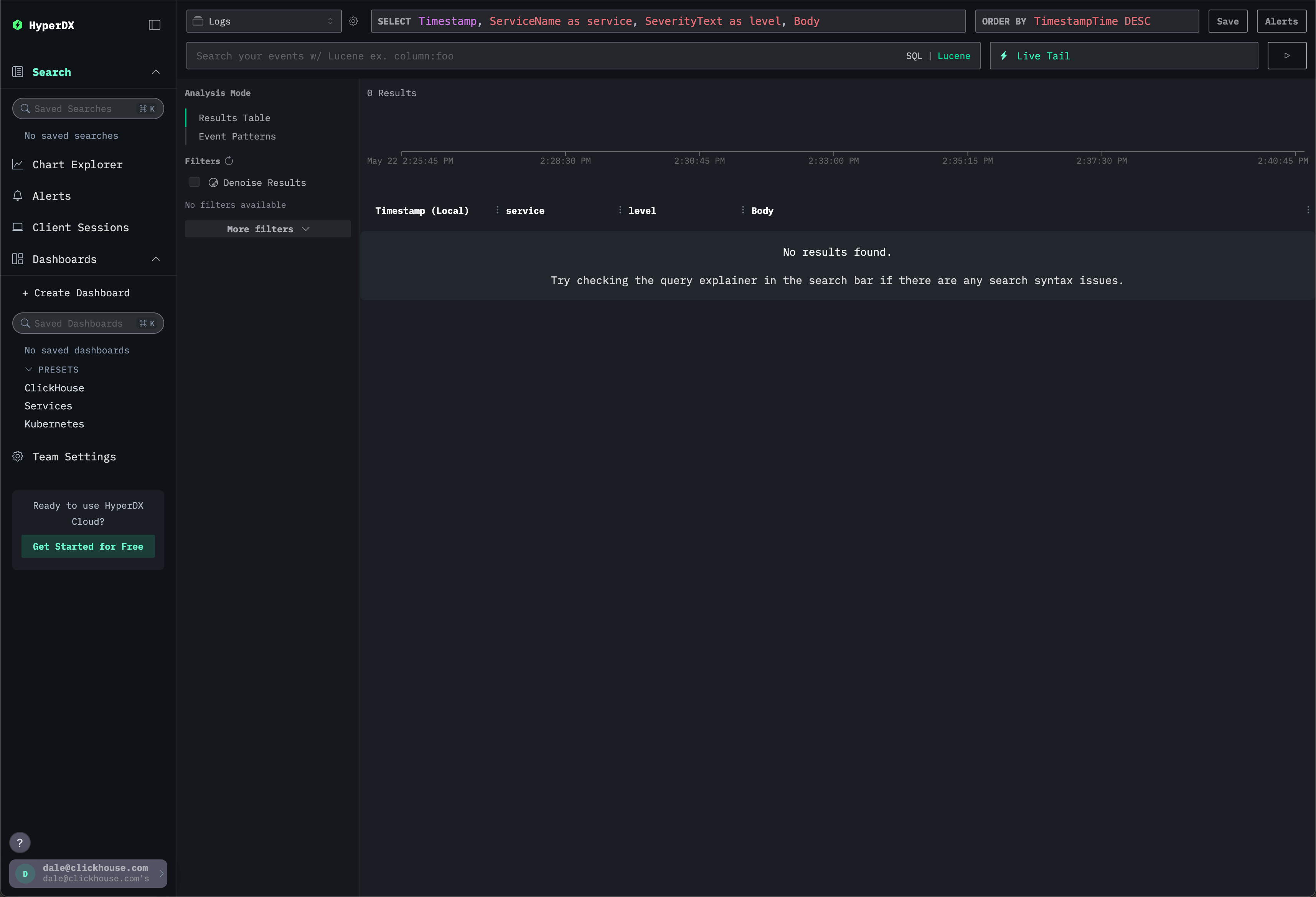 Интерфейс ClickStack